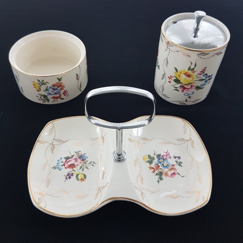 Mid Century PRINCESS Preserve Set by Midwinter Pottery - Vanity Bathroom Storage